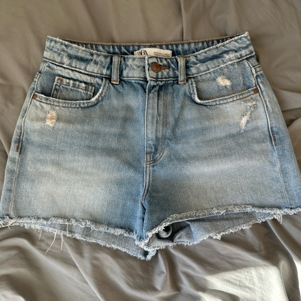 zara denim shorts